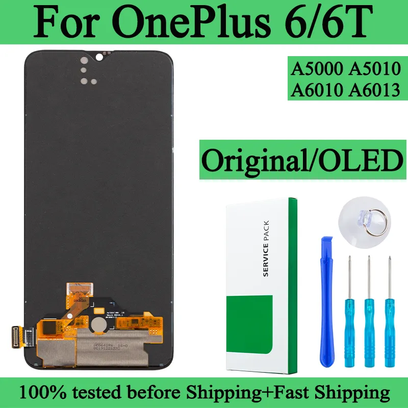 OnePlus 6 용 오리지널 Lcd 디스플레이 터치 스크린 디지타이저 패널 어셈블리, A6000, A6003, A6010, A6013, 프레임 포함